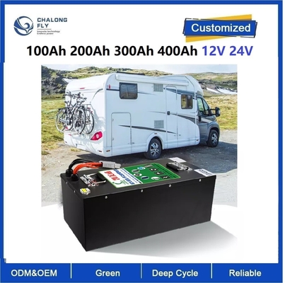 CLF Lithium Iron Phosphate pin sạc lại LiFePO4 pin gói 100Ah 200Ah 300Ah 400Ah 12V 24V cho RV Camper thuyền