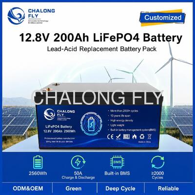 Bộ pin LiFePO4 tùy chỉnh 12.8V 200Ah có BMS cho Nguồn điện di động và Lưu trữ năng lượng mặt trời